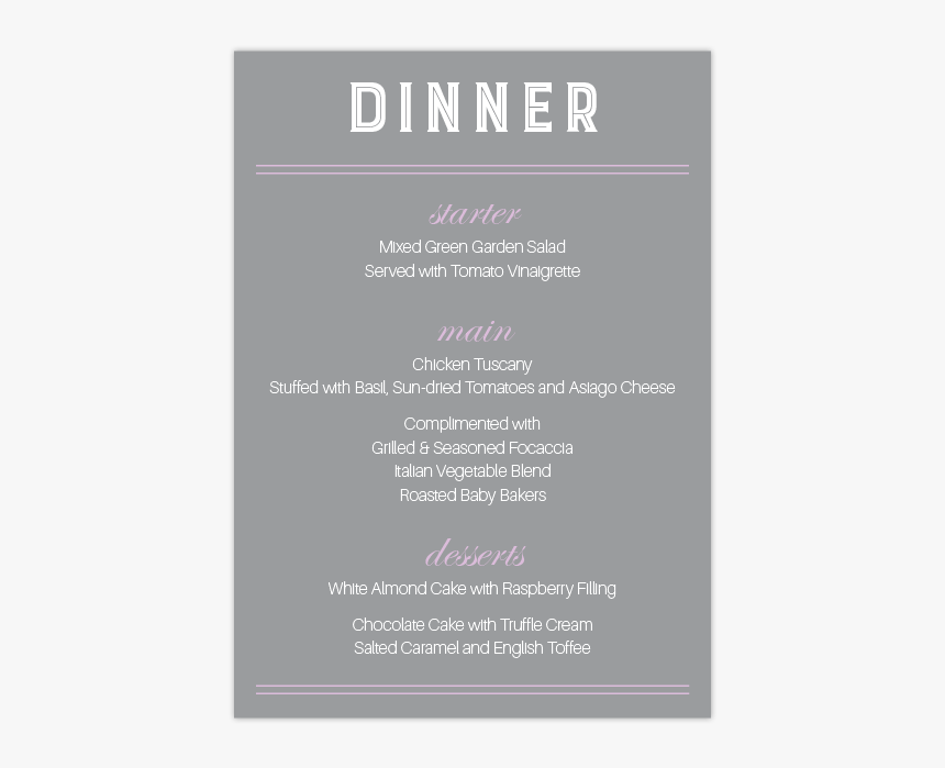 Dinner Menu - Bachelorette Party, HD Png Download, Free Download