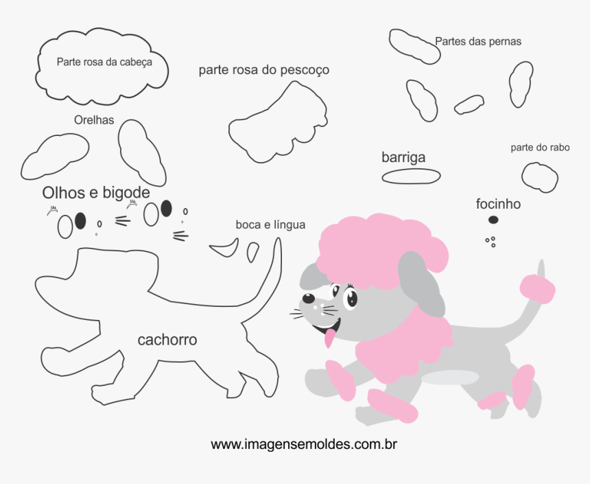 Molde De Cachorro2, Para Eva, Feltro E Artesanato, - Partes Para Hacer Un Perro, HD Png Download, Free Download