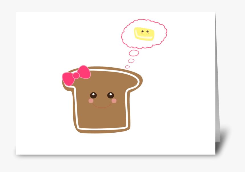 Kawaii Girly Toast Greeting Card - Cartoon, HD Png Download, Free Download