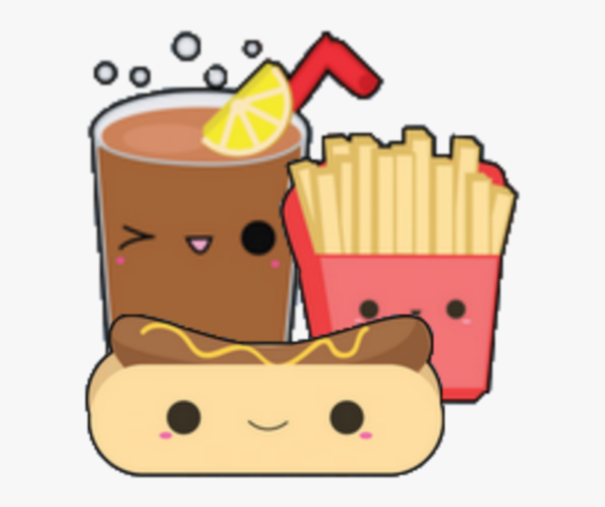 #kawaii #cocacola #hotdog #pommes #food #face - Kawaii Pommes, HD Png Download, Free Download