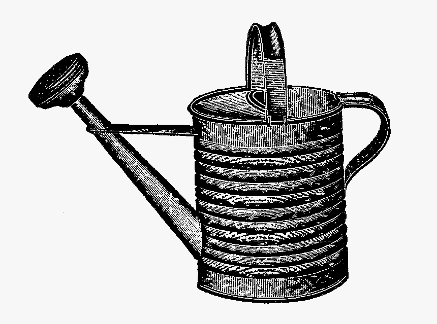 Garden Watering Can Ephemeracollage Black, White Illustration - Vintage Garden Tools Clip Art, HD Png Download, Free Download