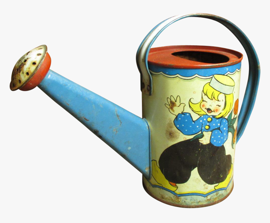 Charming Old Vintage Small Child"s Watering Can W - Cartoon, HD Png Download, Free Download