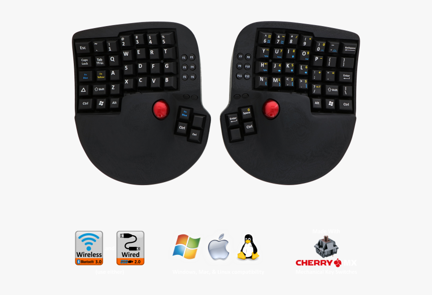 Ergonomic Keyboard With Mouse, HD Png Download, Free Download