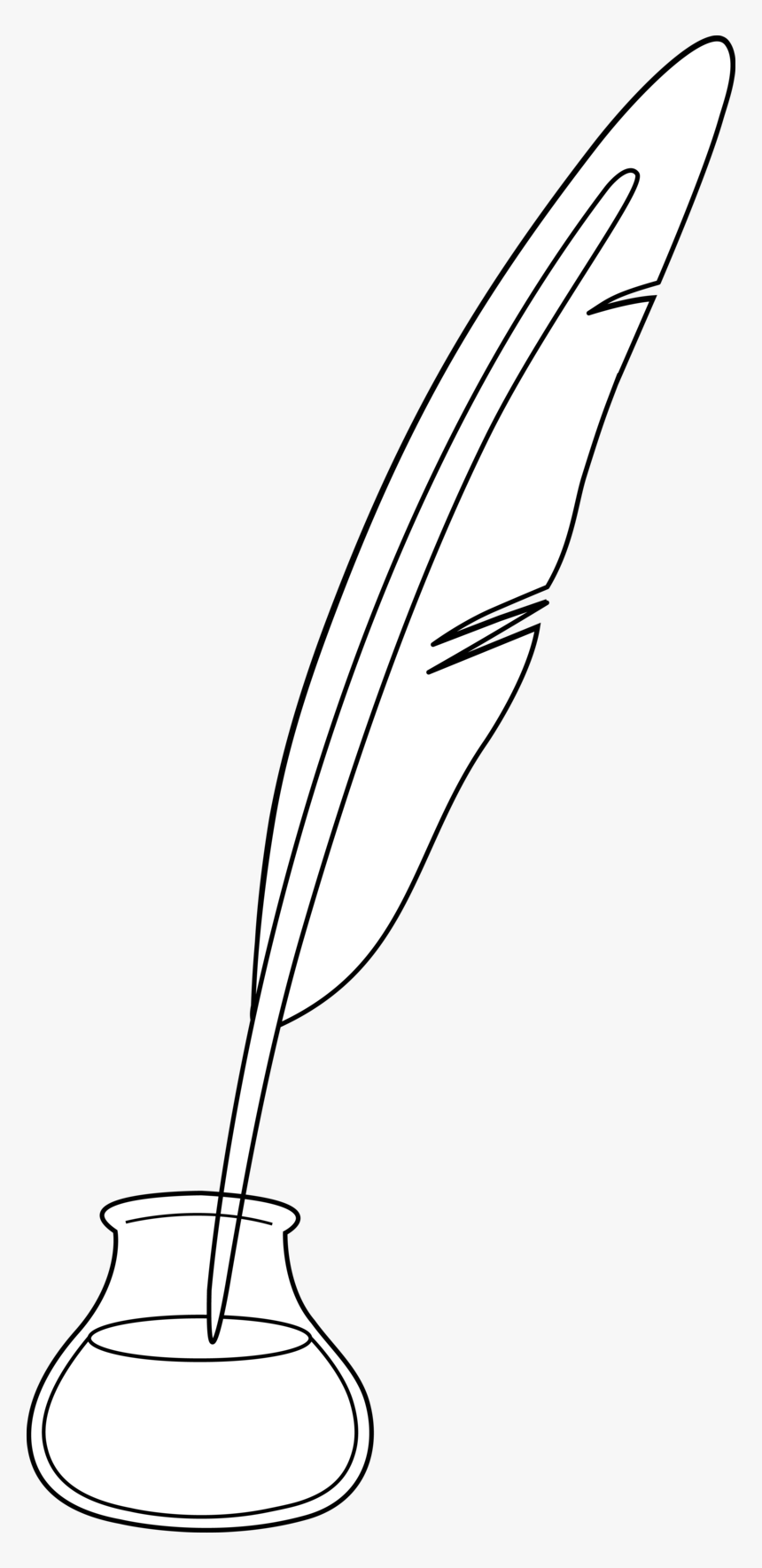 Quill Pen Clip Art Black And - Line Drawing Of Quill, HD Png Download, Free Download