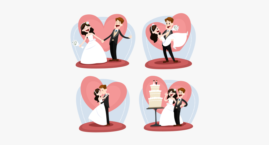 Wedding Couple Vector Illustrations Free Download Png - Cute Wedding Couple Vector, Transparent Png, Free Download