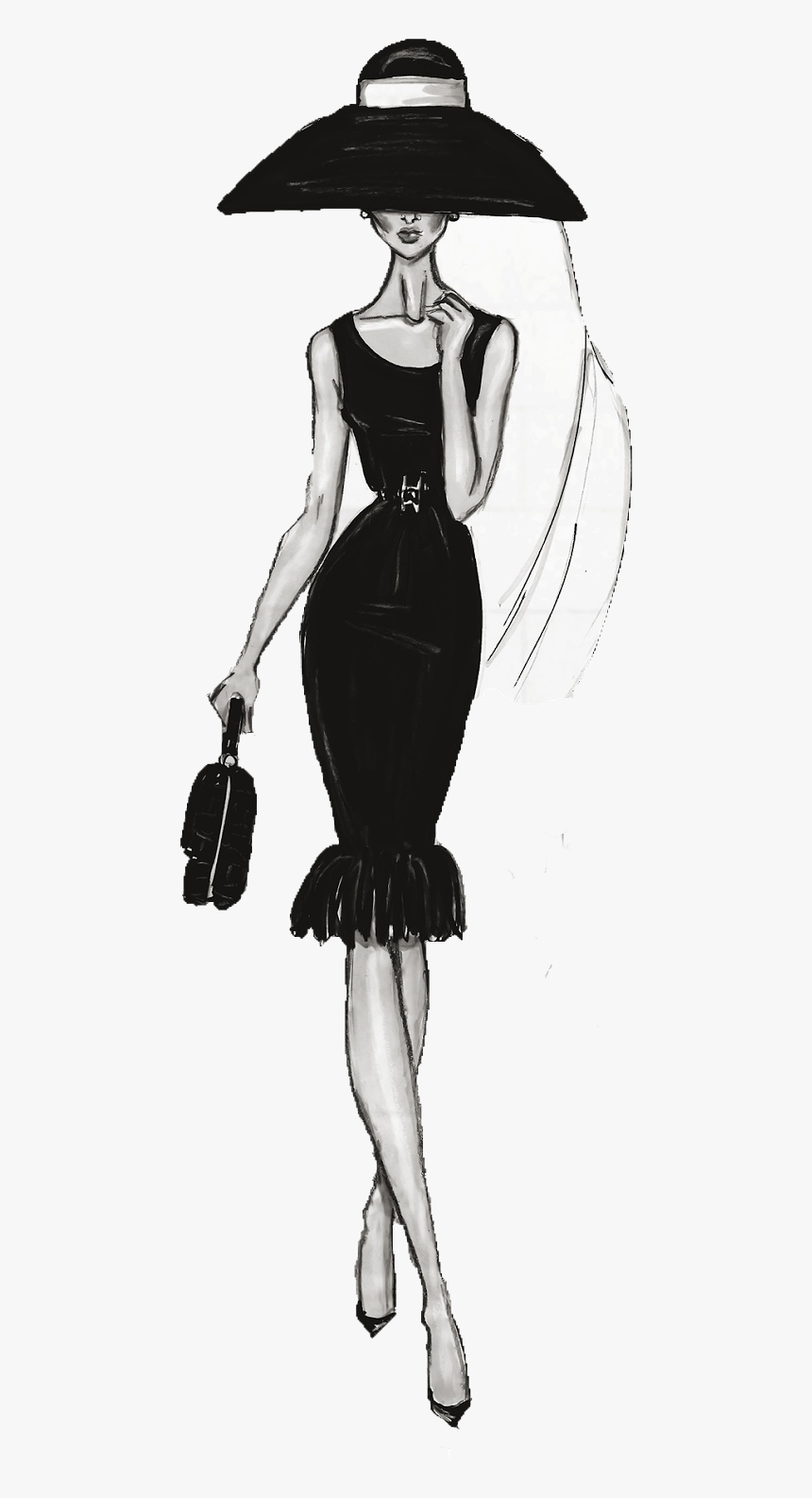 Female Fashion Drawing Illustration Chanel Free Clipart - Hayden Williams Audrey Hepburn, HD Png Download, Free Download