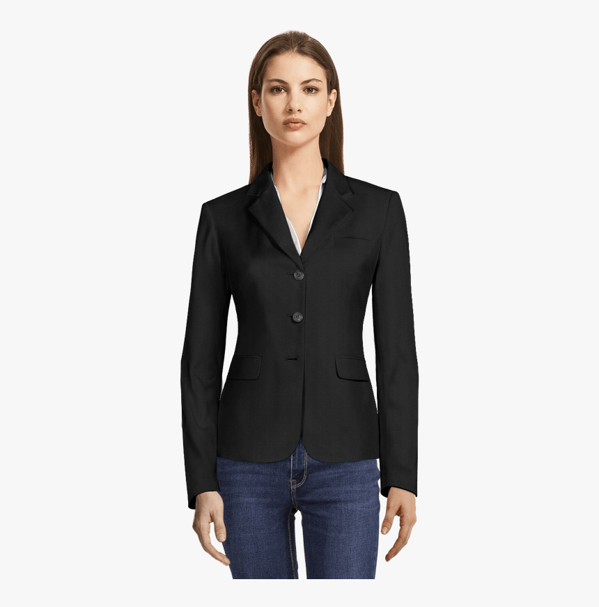 Black 3 Button Blazer View Front - Double Breasted Blazer Green Women, HD Png Download, Free Download