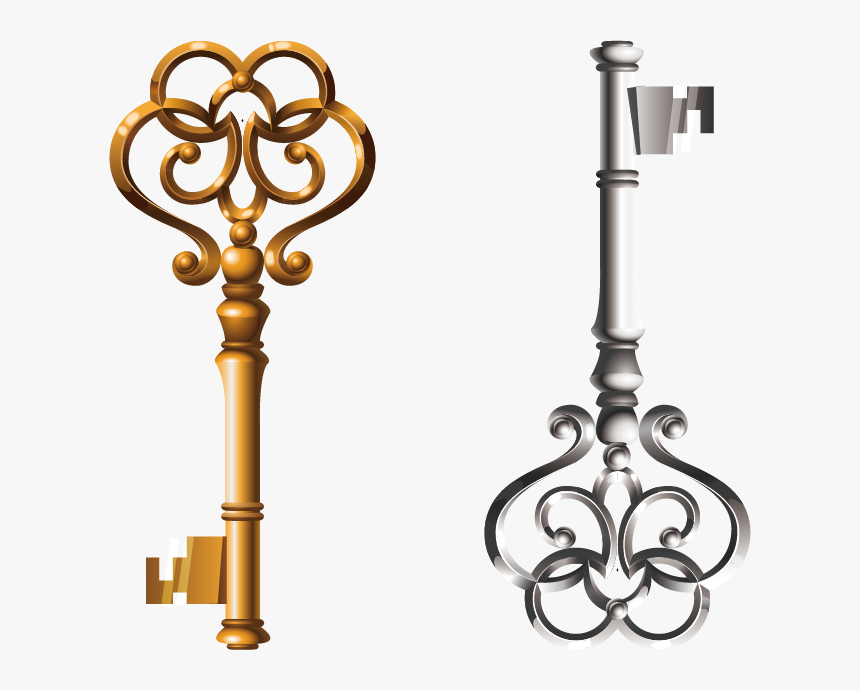 Clip Hay Brass Bronze - Gold And Silver Key, HD Png Download, Free Download