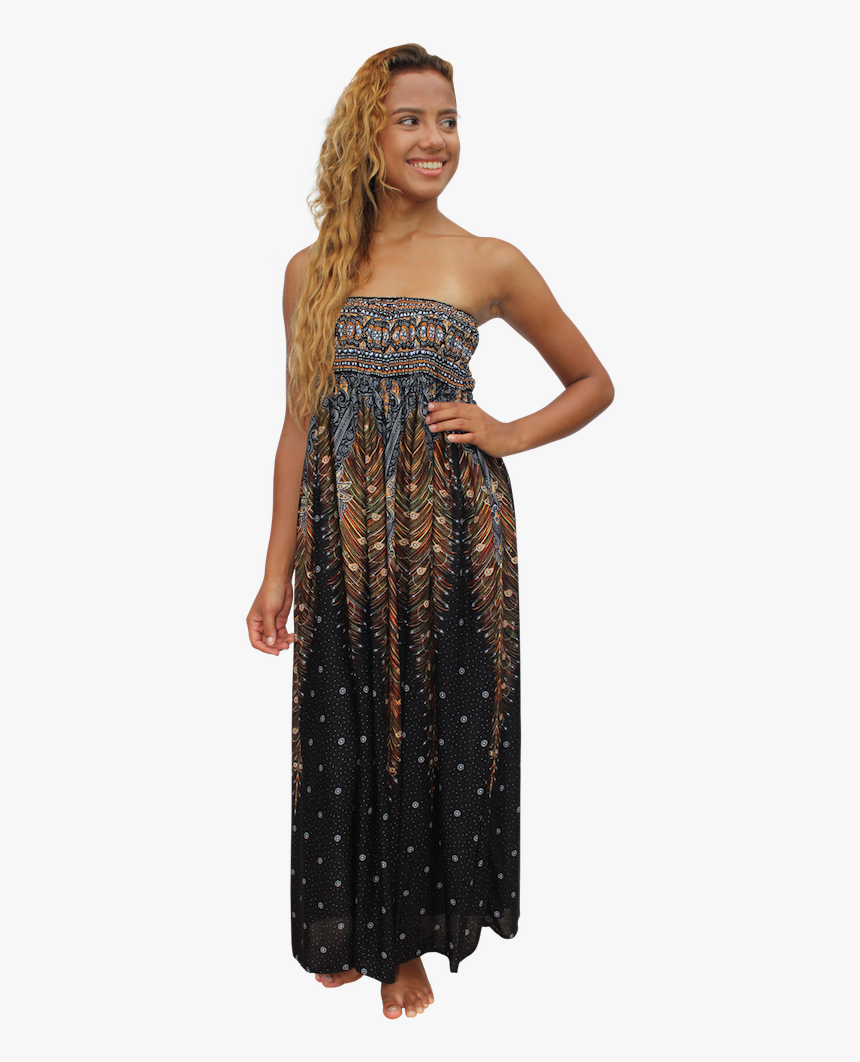 Black Peacock Womens Maxi Dress Bohemian Island - Gown, HD Png Download, Free Download