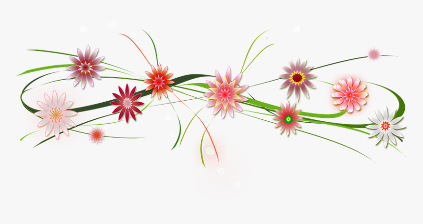 Flores, Borde, Rojo, Verde, Navidad, Ilustración, Feliz - Getekende Bloemen Png, Transparent Png, Free Download