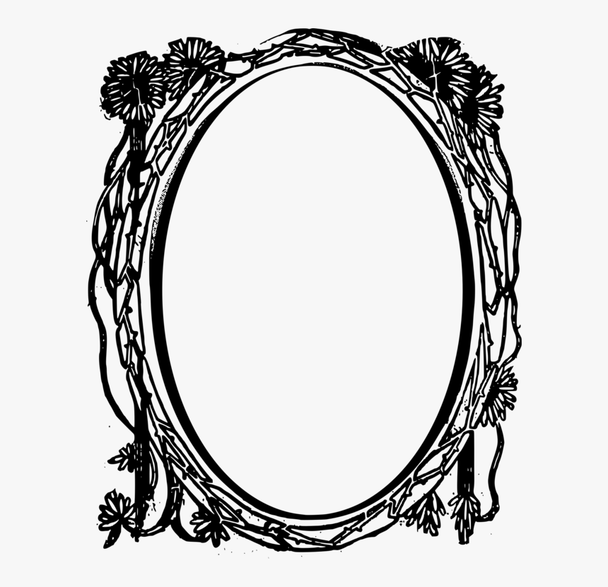 Picture Frame,line Art,flower - Frames Flower Circle Black Png, Transparent Png, Free Download