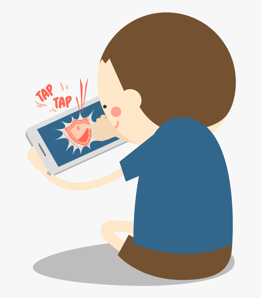 Playing Games Png - Playing Phone Games Cartoon, Transparent Png, Free Download