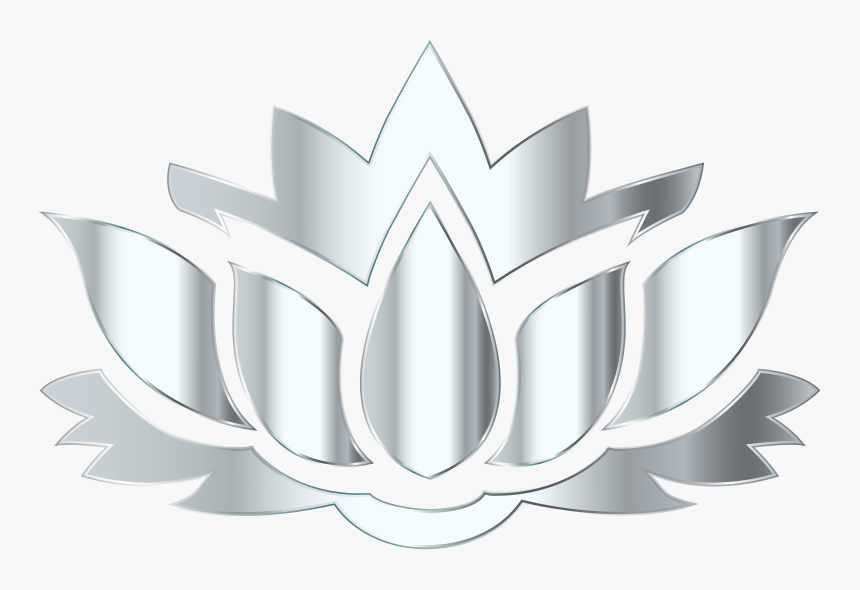 Silver Lotus Flower Silhouette No Background - Free Png Lotus Flower Black And White, Transparent Png, Free Download