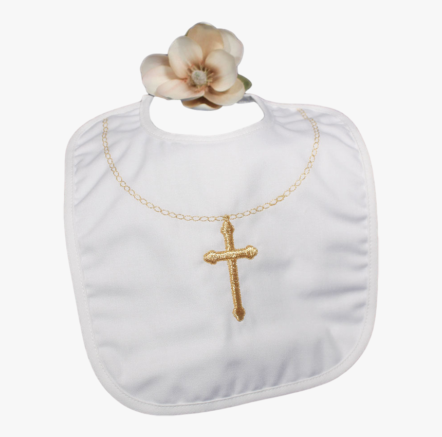 Cross Necklace Embroidery Large Handmade Baptism Bib - Cross, HD Png Download, Free Download