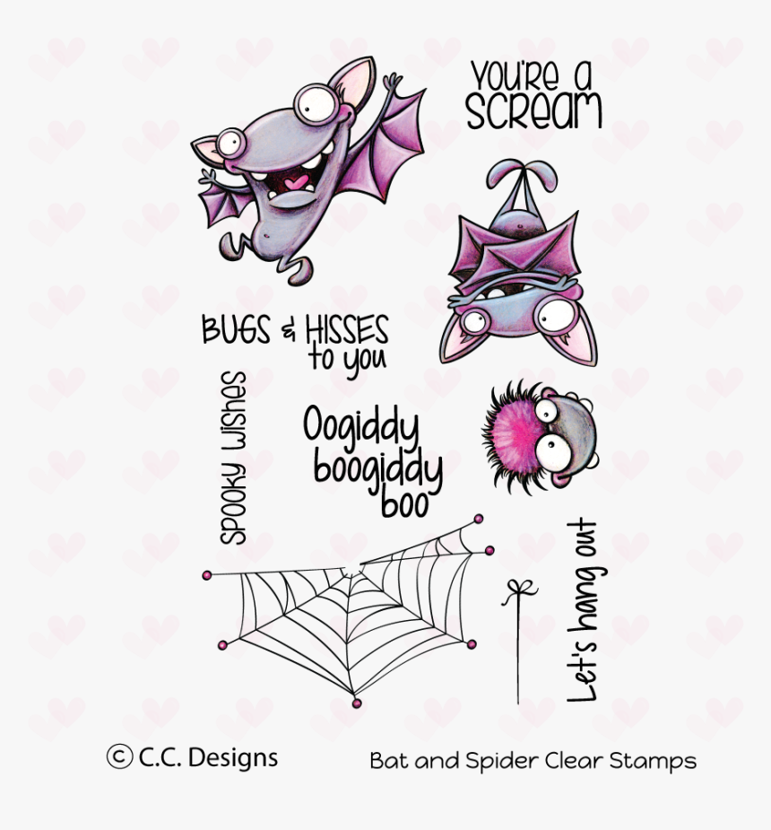 Bat Spider Clear Stamp - Cc Design Halloween Stamp, HD Png Download, Free Download