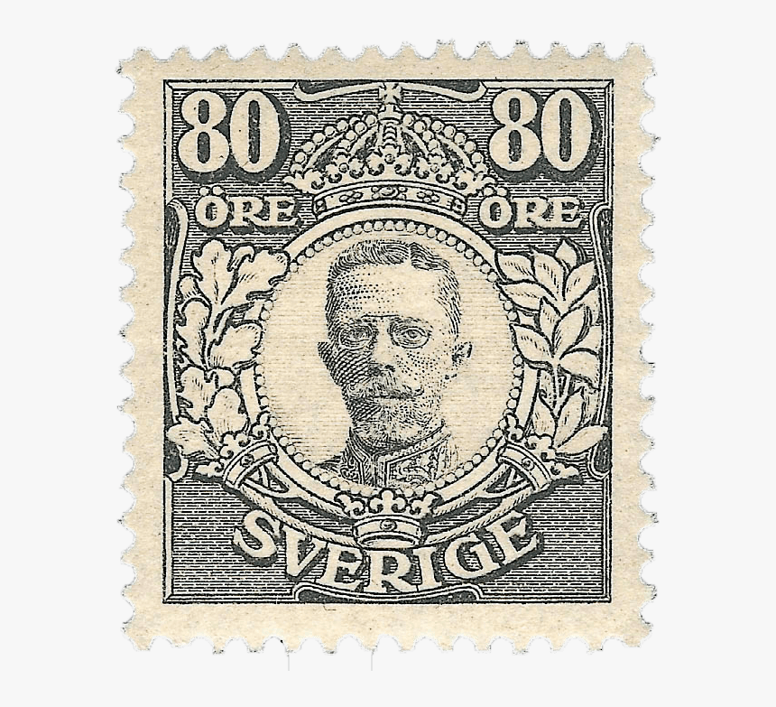80ö Black King Gustav V Stamp, - Stamp Sverige 5 Öre, HD Png Download, Free Download