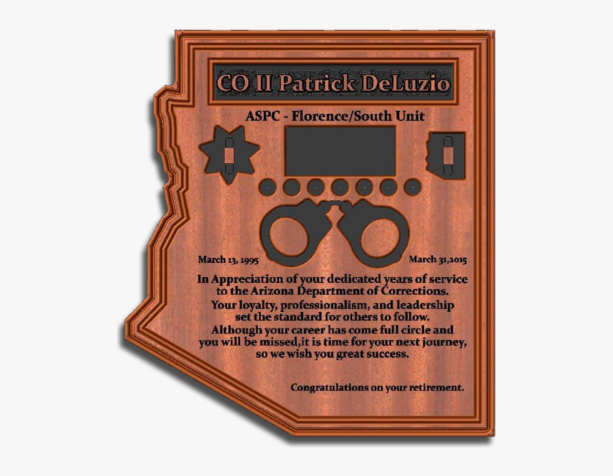 Corrections Officer Retirement Plaque, HD Png Download, Free Download