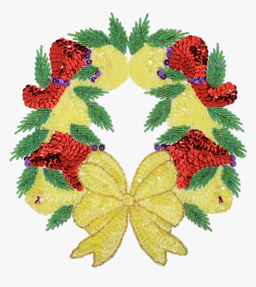 Christmas Wreath Beaded & Sequin Applique - Craft, HD Png Download, Free Download
