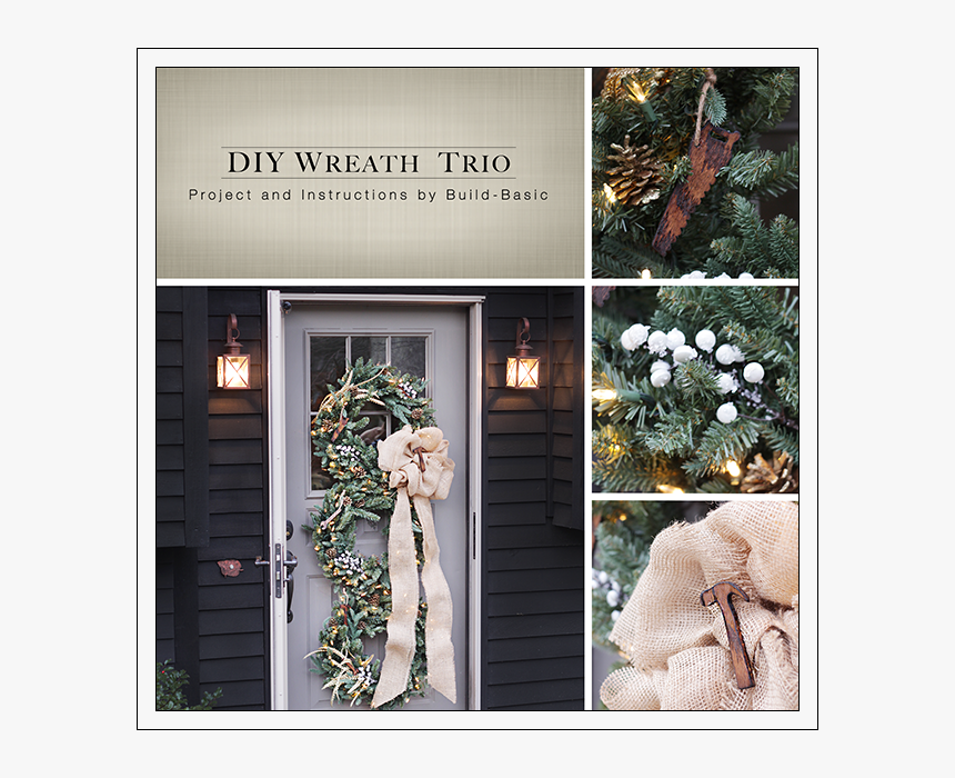 Diy Holiday Wreath Trio By Build Basic - Fir, HD Png Download, Free Download