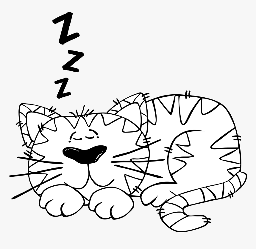 Sleeping Cat Svg Clip Arts - Cat Napping Clipart Black And White, HD Png Download, Free Download