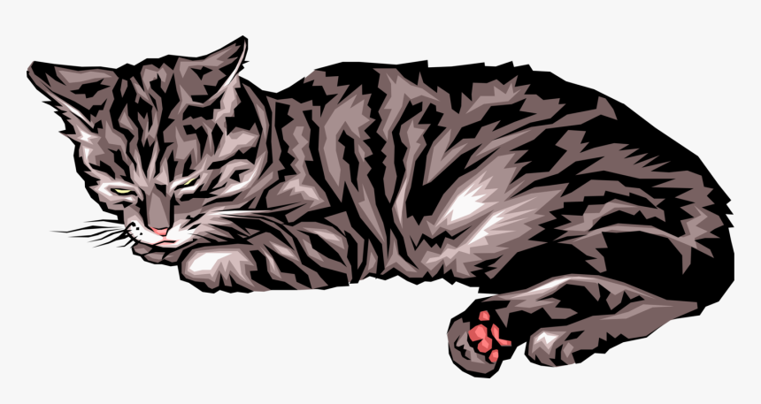 Vector Illustration Of Small Carnivore Domesticated - Vector Art Sleeping Cat, HD Png Download, Free Download