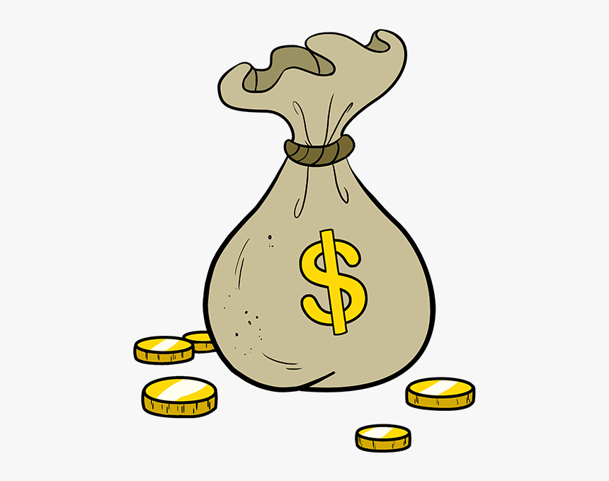 How To Draw Cartoon Money - Easy Money Bag Drawing, HD Png Download, Free Download