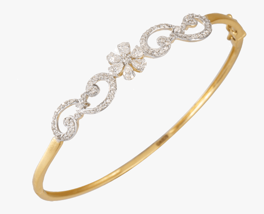 18kt Yellow Gold And Diamond Bangle For Women - Pc Chandra Diamond Bracelet, HD Png Download, Free Download