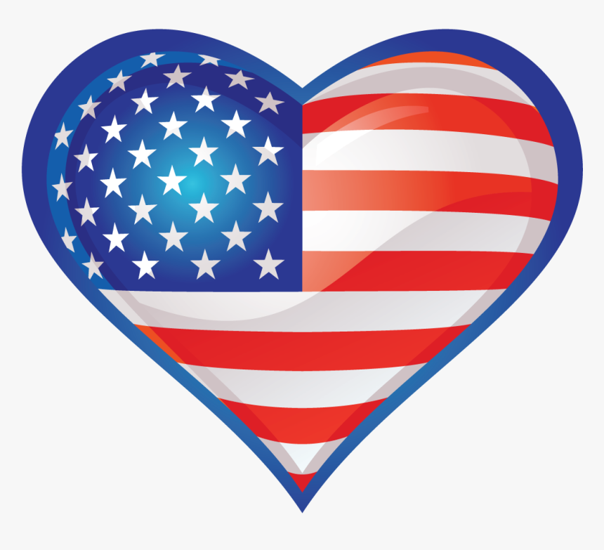 Thin Gold Line - Heart With American Flag, HD Png Download, Free Download