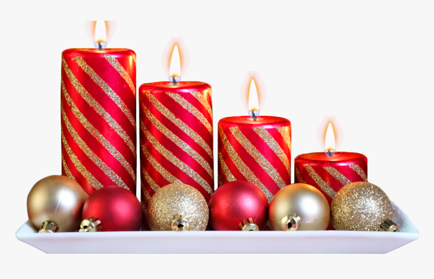 Adornos Con Velas Y Bolas Para Navidad Con Fondo Transparente - Candles For Christmas, HD Png Download, Free Download