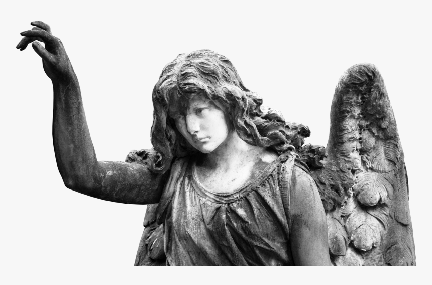 Angel Statue Black And White Png, Transparent Png, Free Download