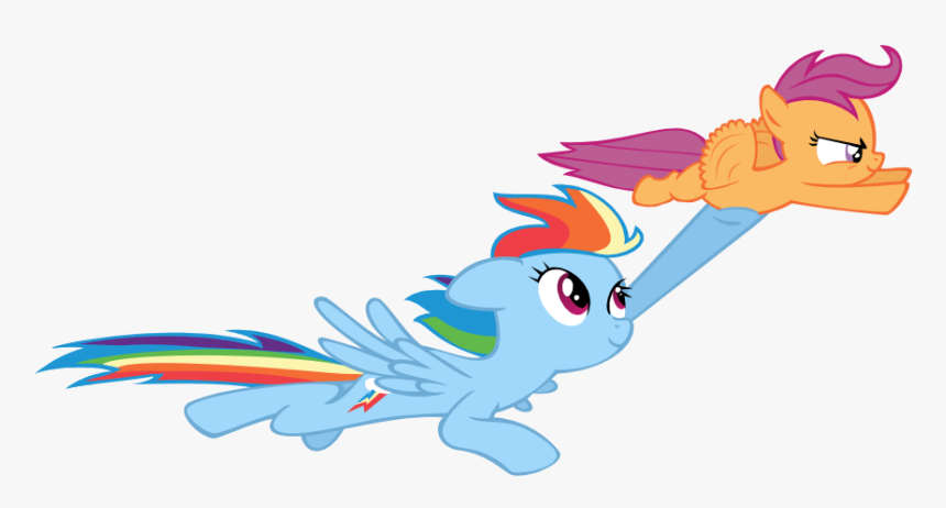 Rainbow Dash Flying Png Free Download - My Little Pony Rainbow Dash And Scootaloo Flying, Transparent Png, Free Download