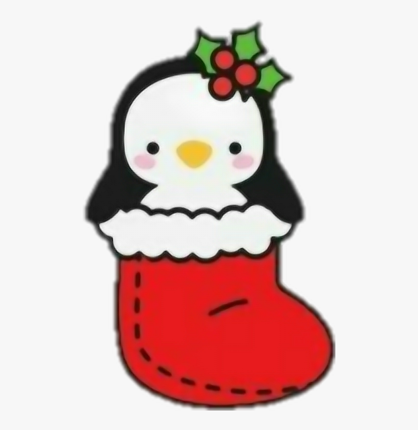 #penguin #stocking #holly #mistletoe #christmas - Cute Christmas Vector Clipart, HD Png Download, Free Download