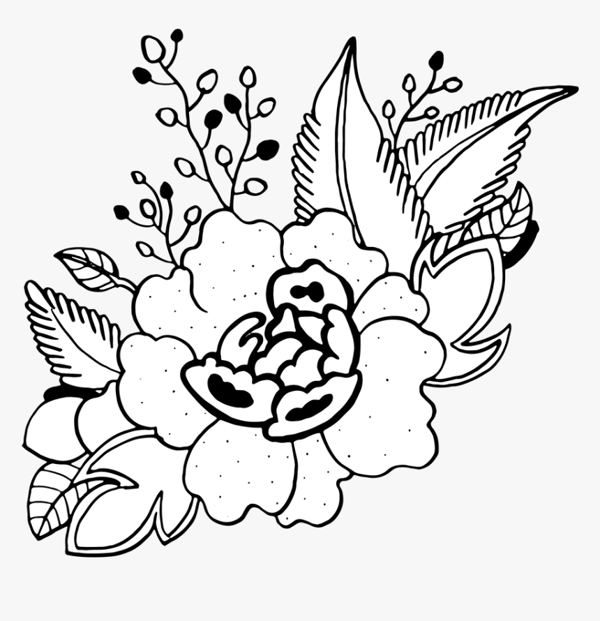 Free Png Hand Drawn Floral Bouquets - White Floral Design Png, Transparent Png, Free Download