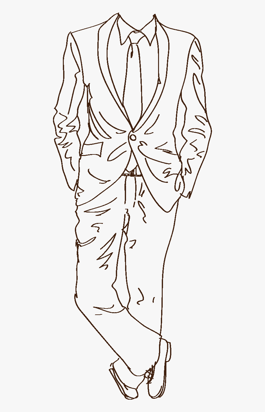 Hand Drawn Line Clothes Elements - 3 Piece Suit Sketch, HD Png Download, Free Download