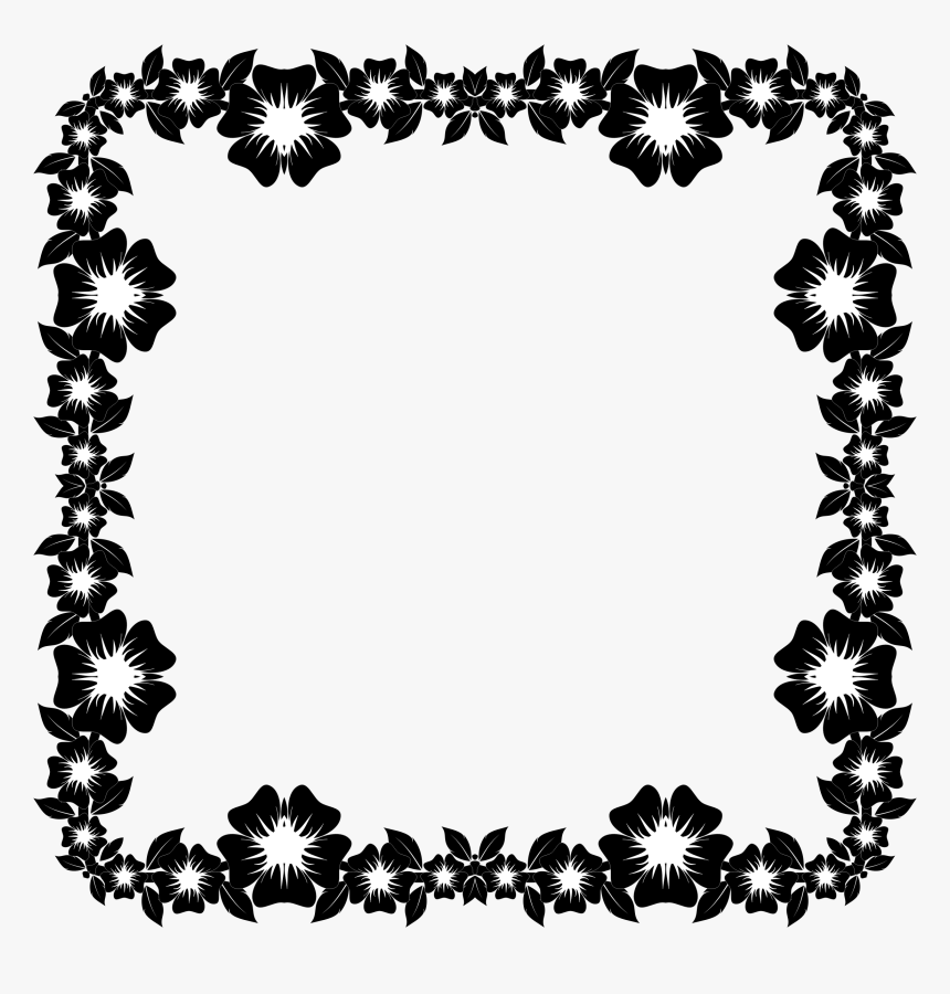 Floral Frame Png - Flower Black And White Border Design, Transparent Png, Free Download