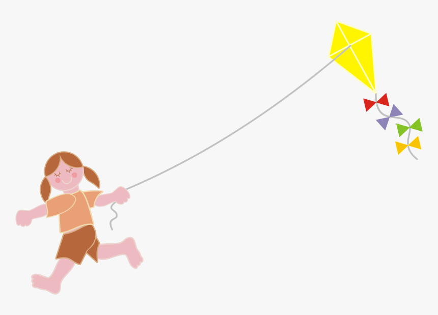 March Clipart Kite Flying Fish Kiting - Girl Flying A Kite Clipart, HD Png Download, Free Download