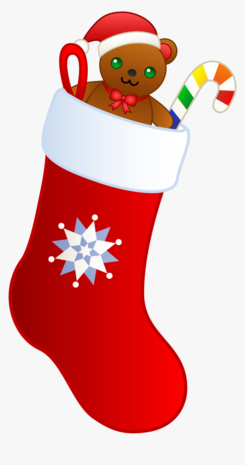 Christmas Stocking With Teddy - Transparent Clipart Christmas Stocking, HD Png Download, Free Download