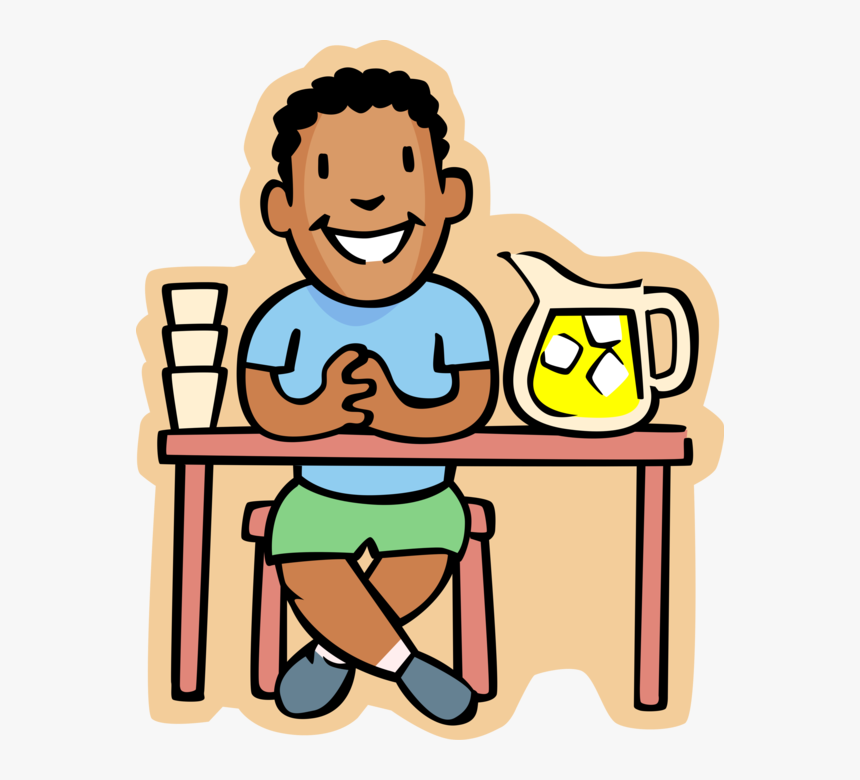 Vector Illustration Of Primary Or Elementary School - Boy Selling Lemonade Clipart, HD Png Download, Free Download