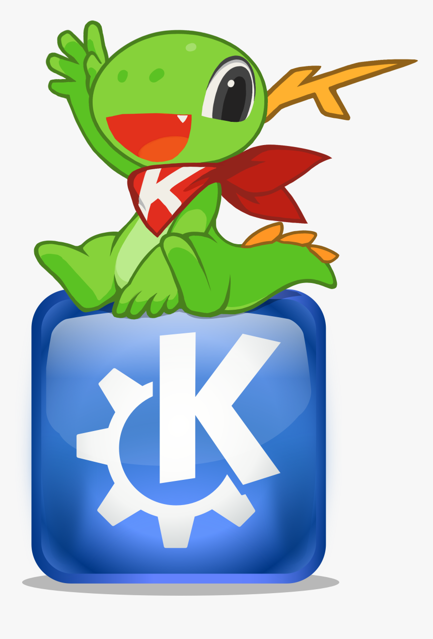 Kde Mascot Konqi With Kde Oxygen Logo - Kde Logo, HD Png Download, Free Download