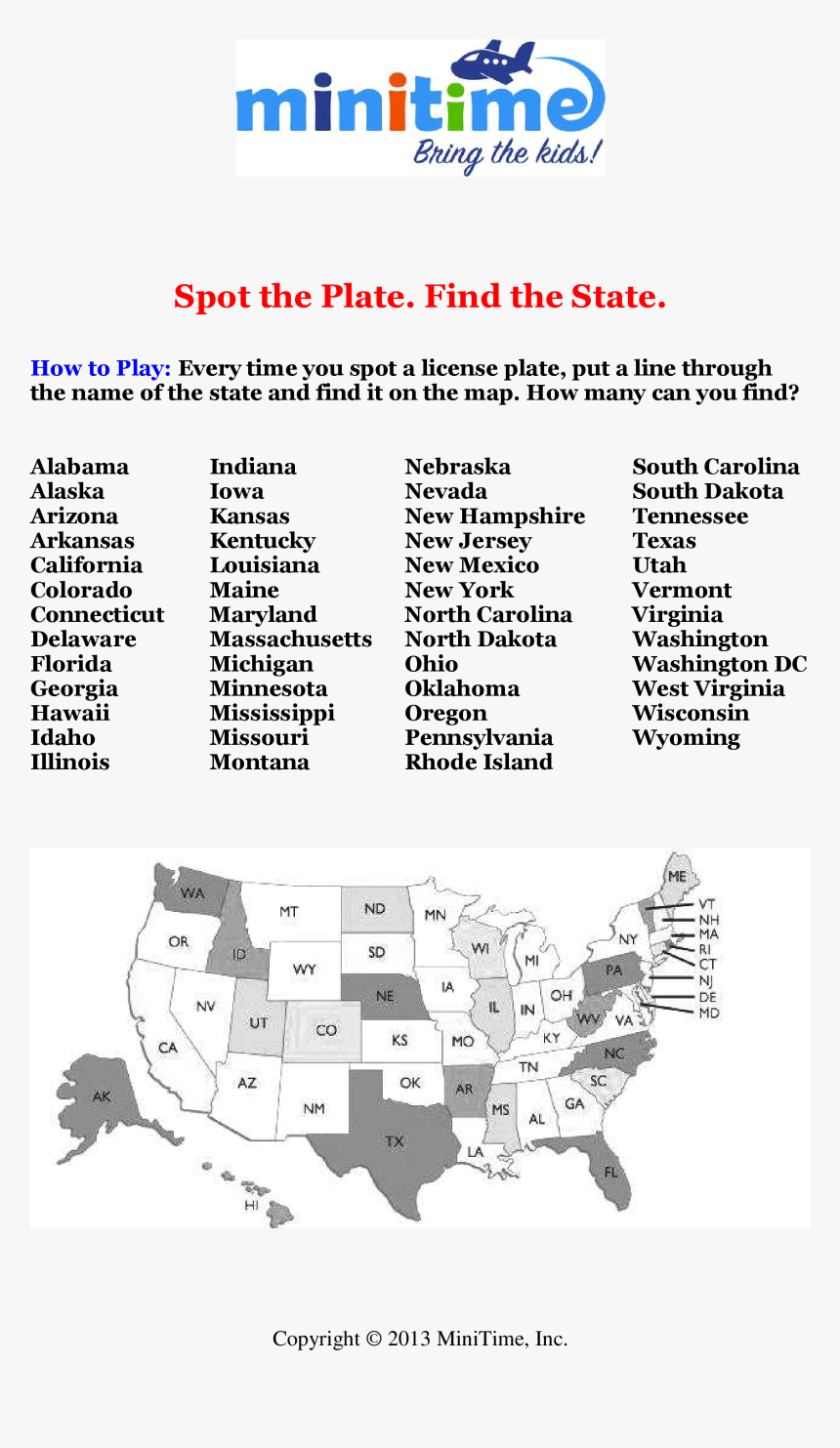 Blank License Plate Png -license Plate Scavenger Hunt - Map Of Us, Transparent Png, Free Download