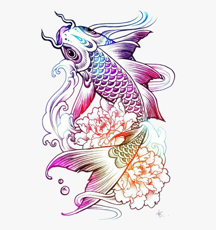 #carpa #oriental #color #tattoo #tatuagem @lucianoballack - Koi Fish Tattoo For Girls, HD Png Download, Free Download