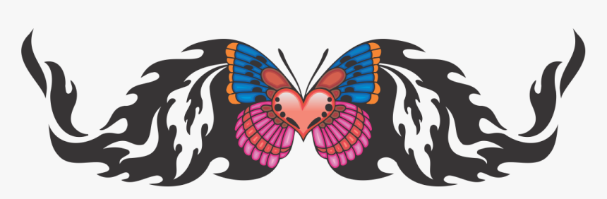 Tribal Butterfly Tattoo Colored Decal - Tattoo Clipart Butterfly Transparent, HD Png Download, Free Download