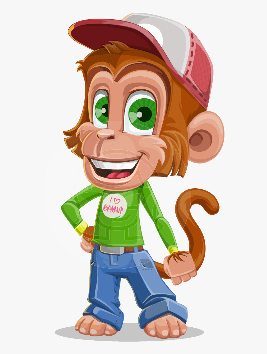 Cute Chimpanzee Monkey Vector Cartoon Character Aka - Cute Monkey Cartoon Characters, HD Png Download, Free Download