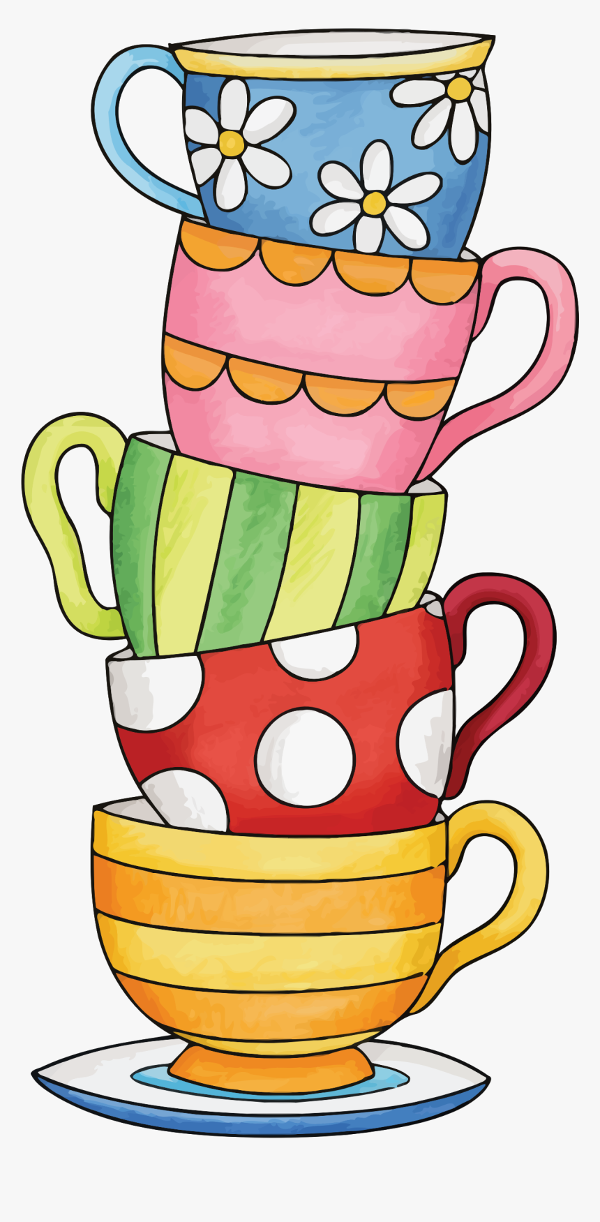 Microsoft Clip Art Free Download - Stacked Tea Cups Clipart, HD Png Download, Free Download