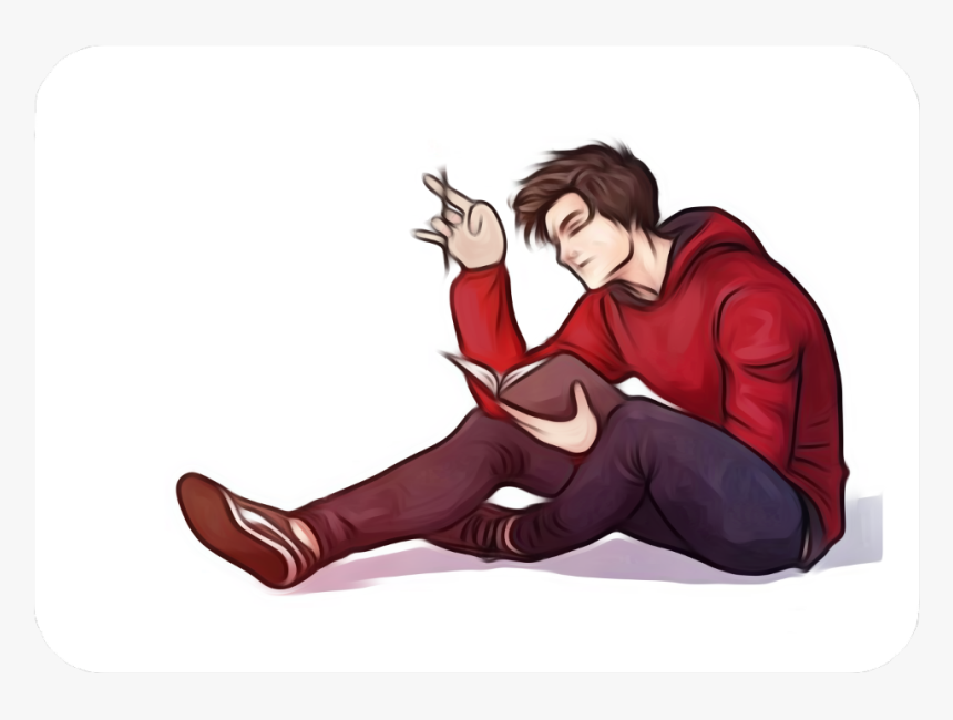 #guy #sitting #thinking #reading #man #studying - Peter Parker Art, HD Png Download, Free Download