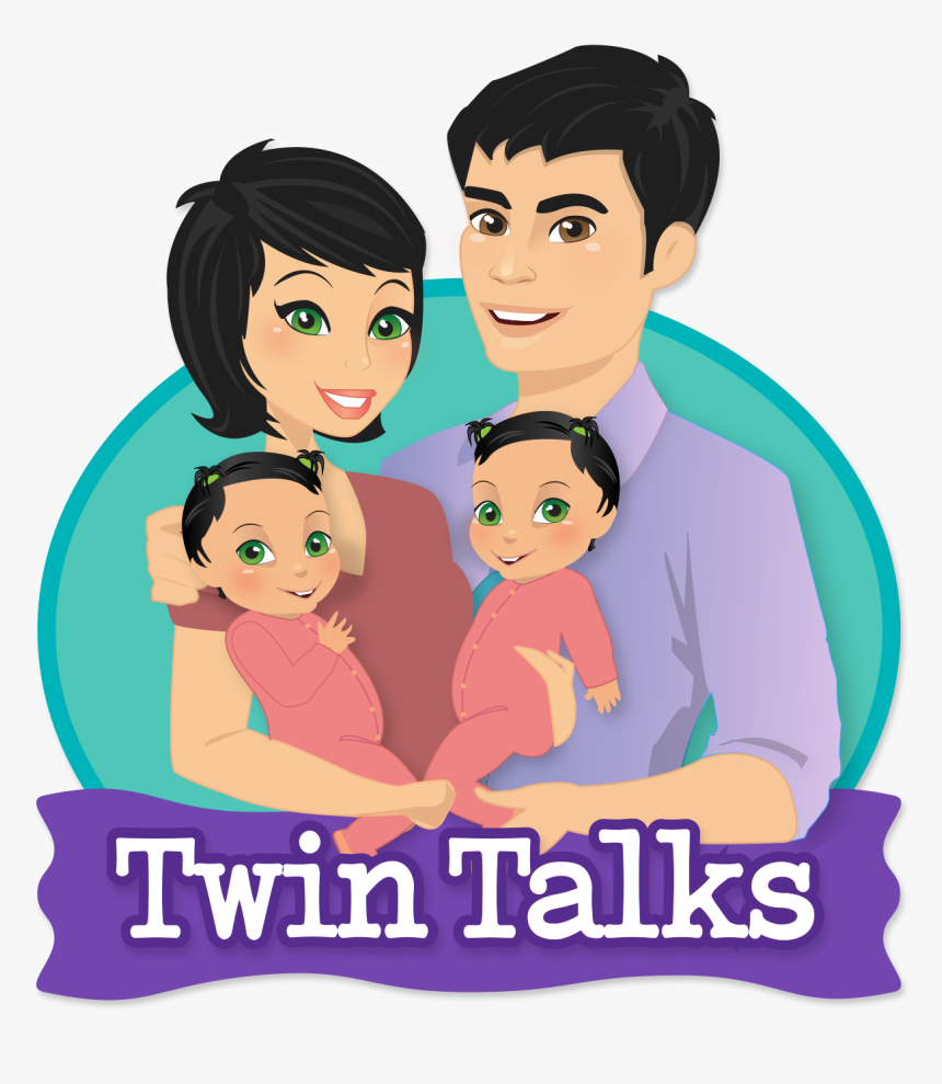 About Twin Talks - Cartoon Of Twins Baby With Parents, HD Png Download, Free Download