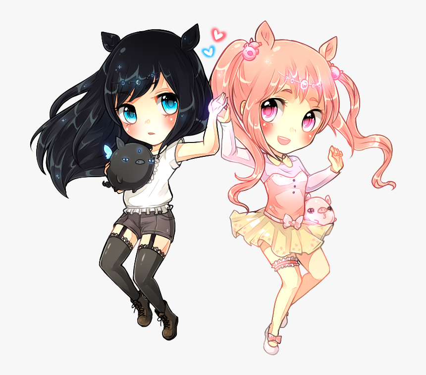 Kawaii Pig Twins By Kei - Kawaii Pig Anime Girl, HD Png Download, Free Download