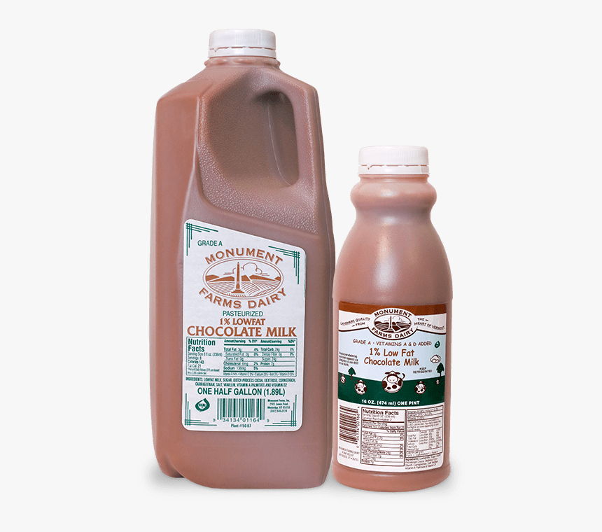 A Pint And Half Gallon Of Monument Farms 1% Local Chocolate - Bottle, HD Png Download, Free Download