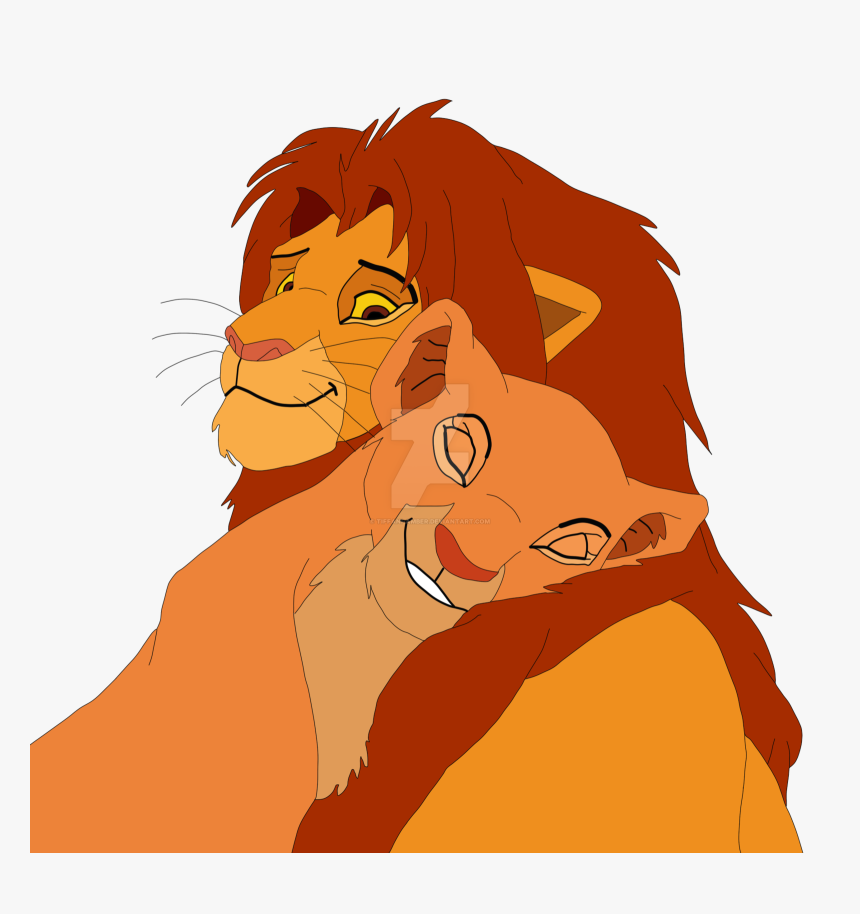 Simba And Nala Colored - Lion King Simba And Nala Hug, HD Png Download, Free Download