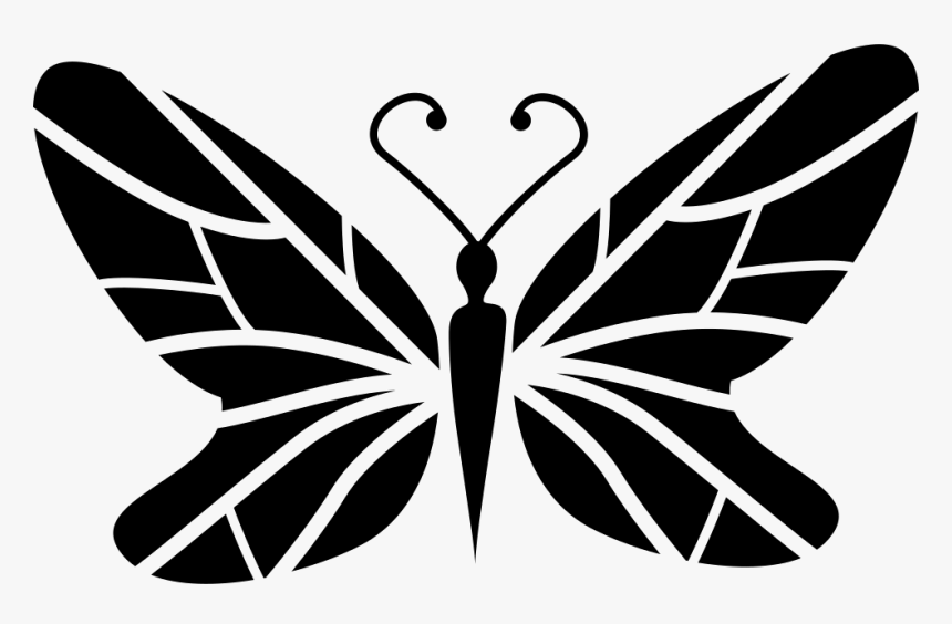 Black Butterfly Top View With Lines Wings Design - Butterfly Top View Svg, HD Png Download, Free Download